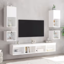 vidaXL TV Wall Cabinet with LED Lights Floating Wall Mounted TV Cabinet White - Additional view 4