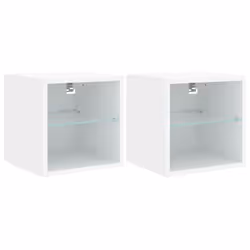 vidaXL TV Wall Cabinets with LED Lights Wall Mounted TV Units 2 pcs White
