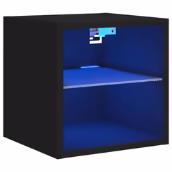 vidaXL TV Wall Cabinet with LED Lights Floating Wall Mounted TV Cabinet Black