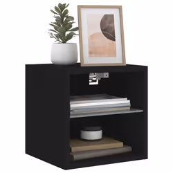 vidaXL TV Wall Cabinet with LED Lights Floating Wall Mounted TV Cabinet Black - Additional view 5