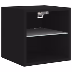 vidaXL TV Wall Cabinet with LED Lights Floating Wall Mounted TV Cabinet Black - Additional view 6
