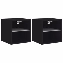 vidaXL TV Wall Cabinets with LED Lights Wall Mounted TV Units 2 pcs Black