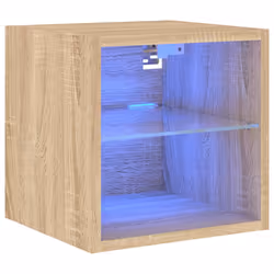 vidaXL TV Wall Cabinet with LED Lights Floating TV Unit TV Cabinet Sonoma Oak