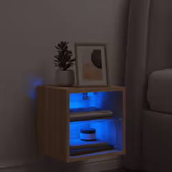 vidaXL TV Wall Cabinet with LED Lights Floating TV Unit TV Cabinet Sonoma Oak