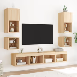 vidaXL TV Wall Cabinet with LED Lights Floating TV Unit TV Cabinet Sonoma Oak - Additional view 4