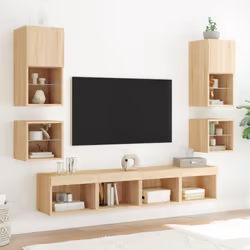 vidaXL TV Wall Cabinets with LED Lights Floating TV Unit 2 pcs Sonoma Oak - Additional view 4