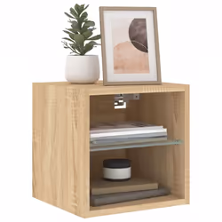 vidaXL TV Wall Cabinets with LED Lights Floating TV Unit 2 pcs Sonoma Oak - Additional view 5