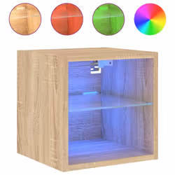 vidaXL TV Wall Cabinets with LED Lights Floating TV Unit 2 pcs Sonoma Oak - Additional view 6