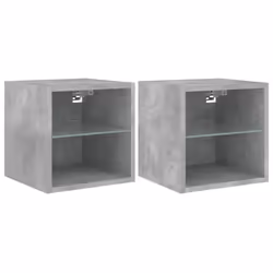 vidaXL TV Wall Cabinets with LED Lights Floating TV Unit 2 pcs Concrete Grey