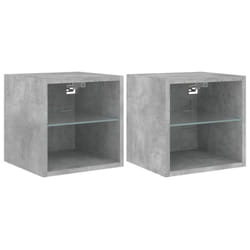 vidaXL TV Wall Cabinets with LED Lights Floating TV Unit 2 pcs Concrete Grey