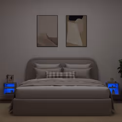 vidaXL TV Wall Cabinets with LED Lights Floating TV Unit 2 pcs Concrete Grey