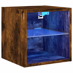vidaXL TV Wall Cabinet with LED Lights Floating TV Unit TV Cabinet Smoked Oak