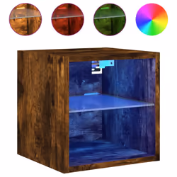 vidaXL TV Wall Cabinets with LED Lights Floating TV Unit 2 pcs Smoked Oak - Additional view 6