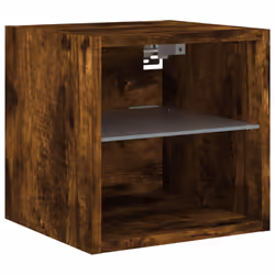 vidaXL TV Wall Cabinets with LED Lights Floating TV Unit 2 pcs Smoked Oak - Additional view 7