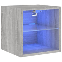 vidaXL TV Wall Cabinet with LED Lights Floating TV Unit TV Cabinet Grey Sonoma
