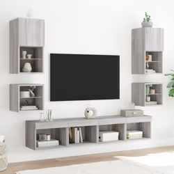 vidaXL TV Wall Cabinet with LED Lights Floating TV Unit TV Cabinet Grey Sonoma - Additional view 4