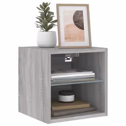 vidaXL TV Wall Cabinet with LED Lights Floating TV Unit TV Cabinet Grey Sonoma - Additional view 5