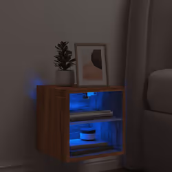 vidaXL TV Wall Cabinet with LED Lights Floating TV Unit TV Cabinet Brown Oak