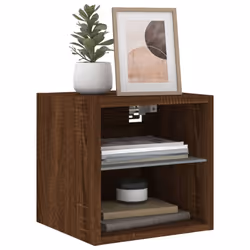 vidaXL TV Wall Cabinet with LED Lights Floating TV Unit TV Cabinet Brown Oak - Additional view 5