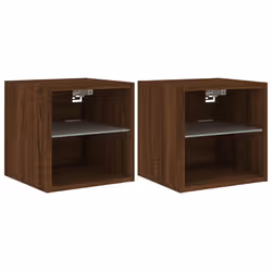 vidaXL TV Wall Cabinets with LED Lights Wall Mounted TV Units 2 pcs Brown Oak