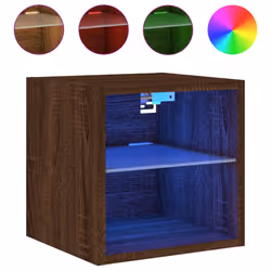 vidaXL TV Wall Cabinets with LED Lights Wall Mounted TV Units 2 pcs Brown Oak - Additional view 6