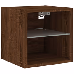 vidaXL TV Wall Cabinets with LED Lights Wall Mounted TV Units 2 pcs Brown Oak - Additional view 7