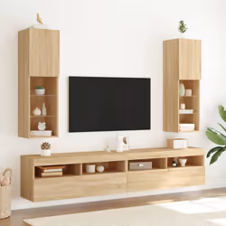 vidaXL TV Cabinets with LED Lights TV Stand TV Units Entertainment Centre - sonoma oak, 30.5 x 30 x 102 cm/ 1 pcs - Additional view 2
