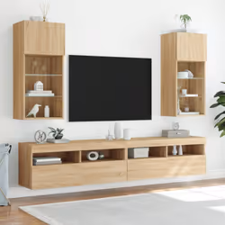 vidaXL TV Cabinets with LED Lights TV Stand TV Units Entertainment Centre - sonoma oak, 40.5 x 30 x 90 cm/ 1 pcs - Additional view 2