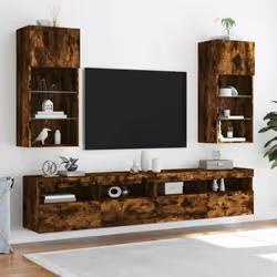 vidaXL TV Cabinets with LED Lights TV Stand TV Units Entertainment Centre - smoked oak, 40.5 x 30 x 90 cm/ 1 pcs - Additional view 2