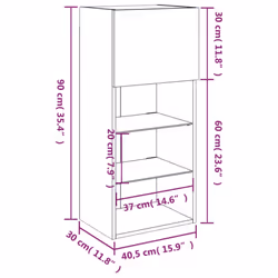 vidaXL TV Cabinets with LED Lights TV Stand TV Units Entertainment Centre - smoked oak, 40.5 x 30 x 90 cm/ 1 pcs - Additional view 3