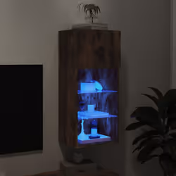 vidaXL TV Cabinets with LED Lights TV Stand TV Units Entertainment Centre - smoked oak, 40.5 x 30 x 90 cm/ 1 pcs - Additional view 4