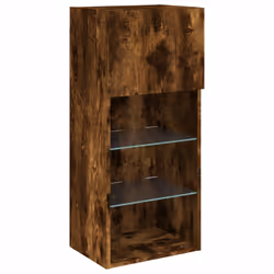 vidaXL TV Cabinets with LED Lights TV Stand TV Units Entertainment Centre - smoked oak, 40.5 x 30 x 90 cm/ 1 pcs - Additional view 6