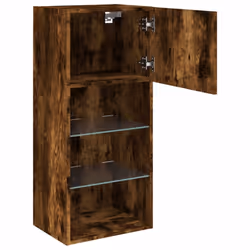 vidaXL TV Cabinets with LED Lights TV Stand TV Units Entertainment Centre - smoked oak, 40.5 x 30 x 90 cm/ 1 pcs - Additional view 7