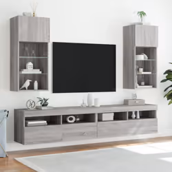 vidaXL TV Cabinets with LED Lights TV Stand TV Units Entertainment Centre - grey sonoma, 40.5 x 30 x 90 cm/ 1 pcs - Additional view 2