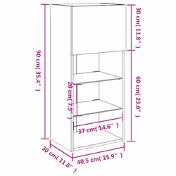 vidaXL TV Cabinets with LED Lights TV Stand TV Units Entertainment Centre - grey sonoma, 40.5 x 30 x 90 cm/ 1 pcs - Additional view 3