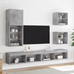 vidaXL TV Cabinets with LED Lights TV Stand TV Units Entertainment Centre - concrete grey - Additional view 2