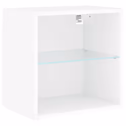 vidaXL Bedside Cabinet with LED Lights Wall-mounted Nightstand Bed Table White - Additional view 5