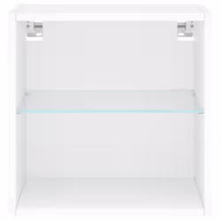 vidaXL Bedside Cabinet with LED Lights Wall-mounted Nightstand Bed Table White - Additional view 6