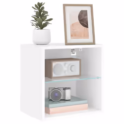 vidaXL Bedside Cabinets with LED Lights Wall-mounted Side Table 2 pcs White - Additional view 5