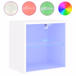 vidaXL Bedside Cabinets with LED Lights Wall-mounted Side Table 2 pcs White - Additional view 6