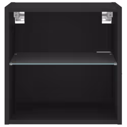 vidaXL Bedside Cabinet with LED Lights Wall-mounted Nightstand Bed Table Black - Additional view 6