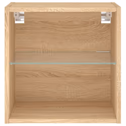 vidaXL Bedside Cabinet with LED Lights Wall-mounted Nightstand Sonoma Oak - Additional view 6