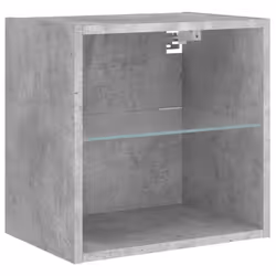 vidaXL Bedside Cabinet with LED Lights Wall-mounted Nightstand Concrete Grey - Additional view 5