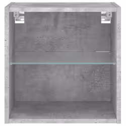 vidaXL Bedside Cabinet with LED Lights Wall-mounted Nightstand Concrete Grey - Additional view 6
