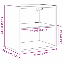 vidaXL Bedside Cabinet with LED Lights Wall-mounted Nightstand Grey Sonoma - Additional view 3