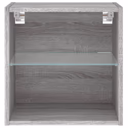 vidaXL Bedside Cabinet with LED Lights Wall-mounted Nightstand Grey Sonoma - Additional view 6