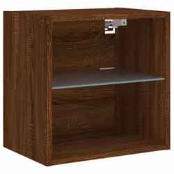 vidaXL Bedside Cabinet with LED Lights Wall-mounted Nightstand Table Brown Oak - Additional view 5