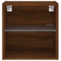vidaXL Bedside Cabinet with LED Lights Wall-mounted Nightstand Table Brown Oak - Additional view 6