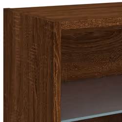 vidaXL Bedside Cabinet with LED Lights Wall-mounted Nightstand Table Brown Oak - Additional view 9