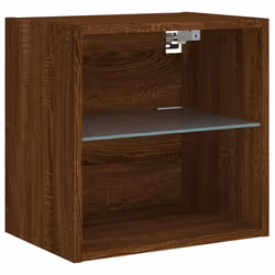 vidaXL Bedside Cabinets with LED Lights Wall-mounted Cabinet 2 pcs Brown Oak - Additional view 7